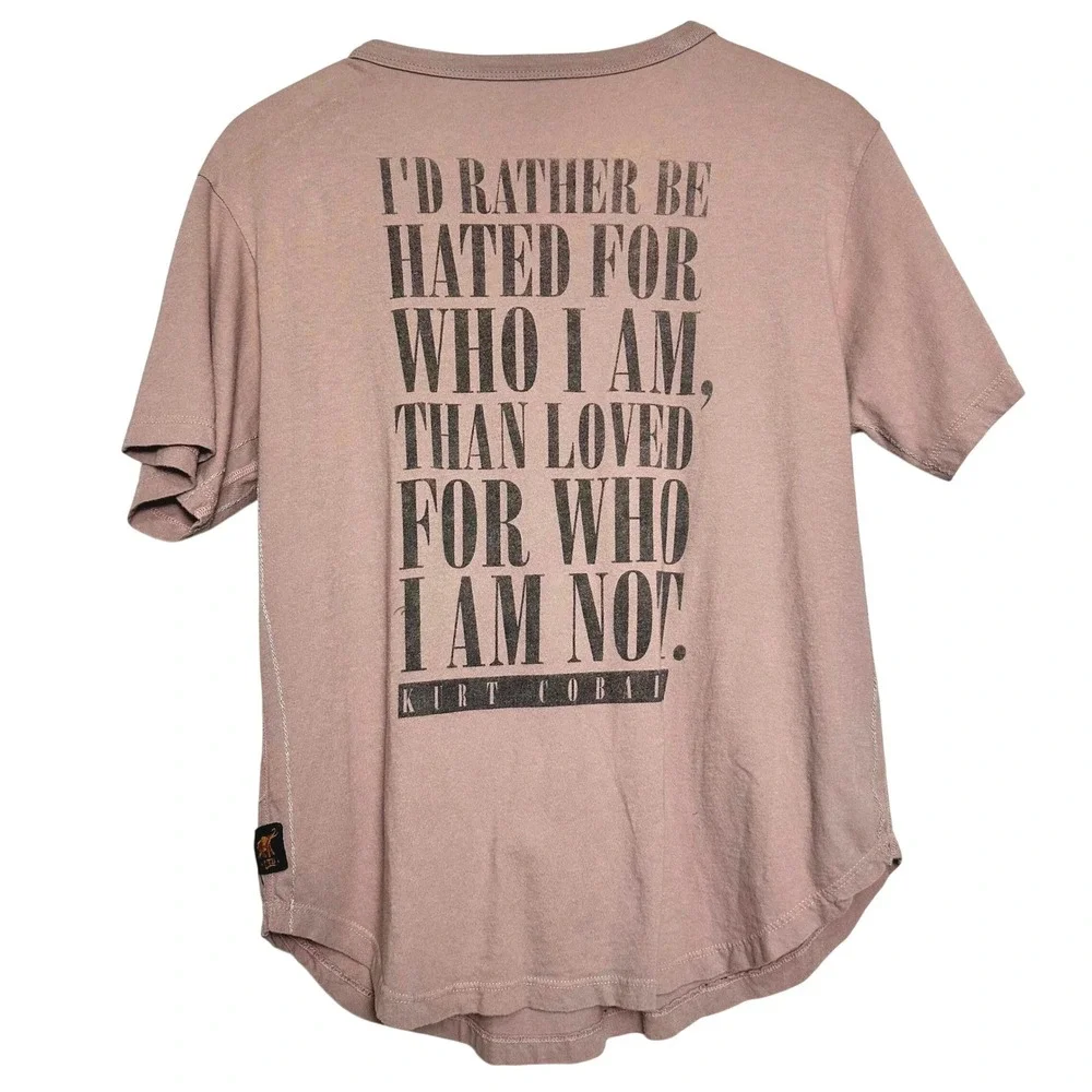 Trunk Ltd Kurt Cobain Lace Up Graphic Tee Mauve Nirvana Grunge Shirt Womens S